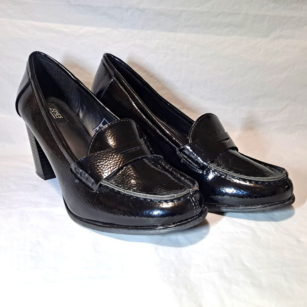 Jones New York Cypress Heeled Penny Loafers Women's 8.5M Black Patent 3" Heels - Picture 6 of 14